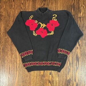 Vintage 90s Knit Floral Sweater